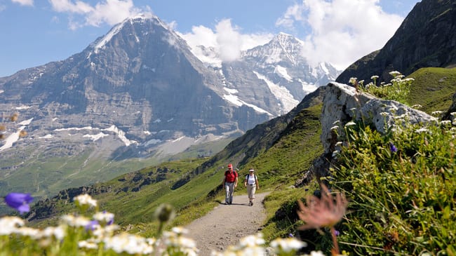 hiking in the swiss alps
